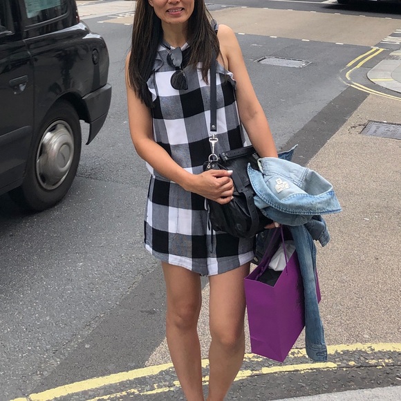 Black/white cloth & stone romper - Picture 1 of 3